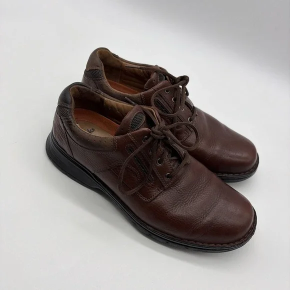 Mens Clarks Unstructured Brown Leather Shoes Oxford Casual Size 10.5 M - Picture 3 of 7